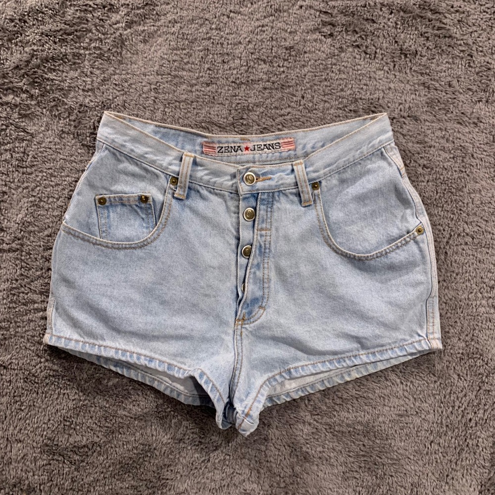 Zena Jeans Vintage‎ Light Wash Denim Shorts Button Fly Size 11 & 30 Waist